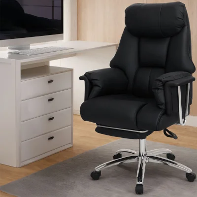 The Range Executive Office Chair Wide Spring Cushion Recliner with Footrest - Black