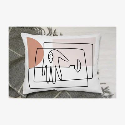 The Range Line Drawing Of Face And Hand Cushion - White