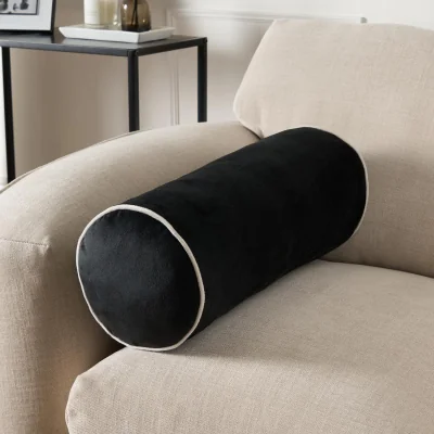 The Range Matte Velvet Bolster Cushion - Black