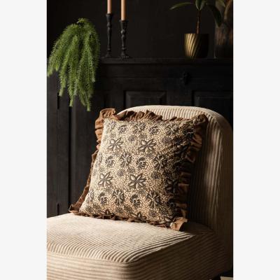 Rockett St George Cocoa Floral Ruffle Edge Cushion
