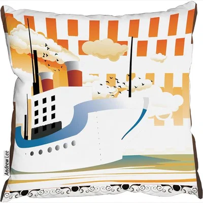 The Range Art Deco Ship Cushion - Orange / 60cm