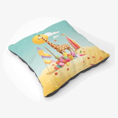 The Range A Giraffe On A Beach Holiday Floor Cushion - Yellow