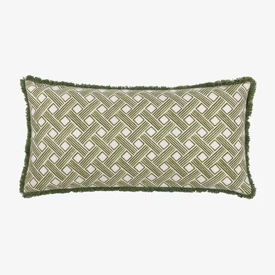 The Range Alexa Geometric Cushion - Olive / Feather
