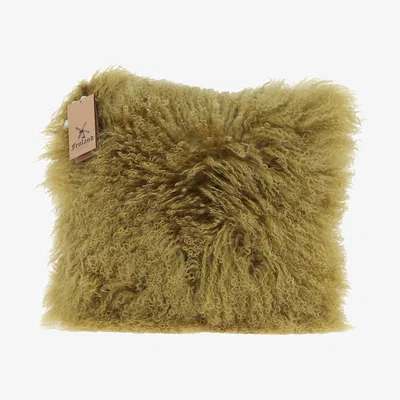 The Range Tibetan Sheepskin Cushion - Straw Yellow