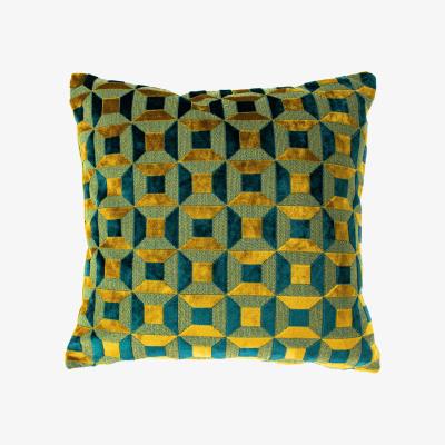 The Range Empire Velvet Jacquard Cushion - Teal-Gold