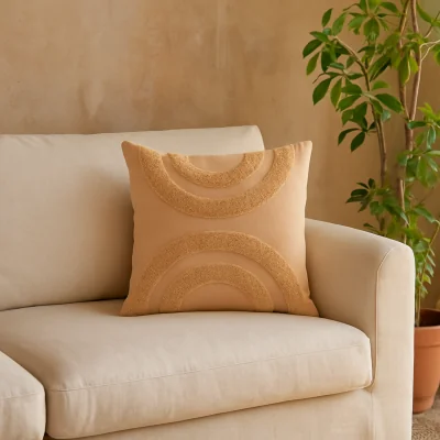 The Range Set of 2 Urbino Arched Mustard Cushions with Removable Covers - Yellow