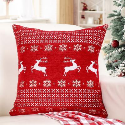 The Range Noel Square Luxury Chenille Dancing Stag Filled Cushion - Red
