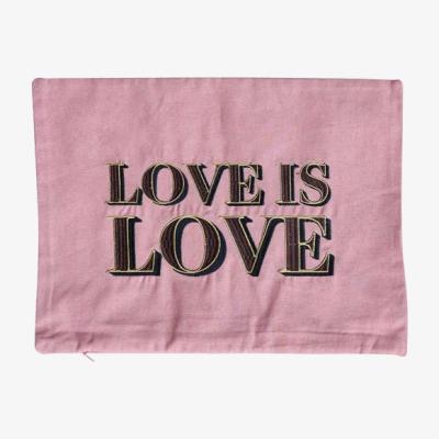 Rockett St George Love Is Love Embroidered Blush Pink Cushion