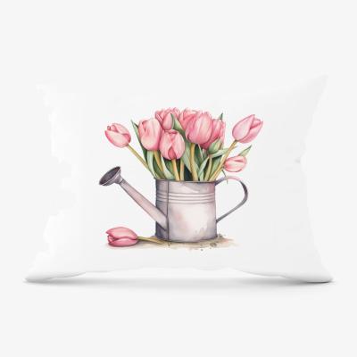 The Range Tulips In A Watering Can Watercolour Cushion - Pink / 33cm