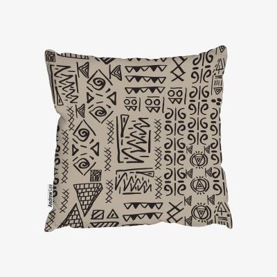 The Range Striped Egyptian Theme With Ethnic And Tribal Motifs Cushion - Brown / 45cm