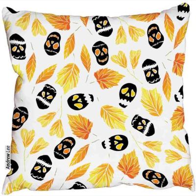 The Range Skulls And Autumn Leaves Cushion - Yellow