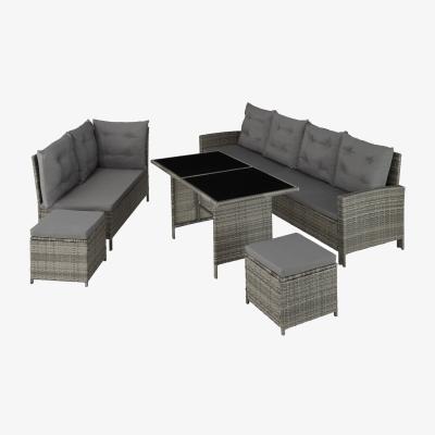 The Range Barletta Rattan Garden Furniture Set with Cushions - Grey & Beige