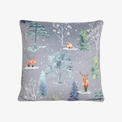 The Range Snowy Forest Sherpa Cushion - Grey
