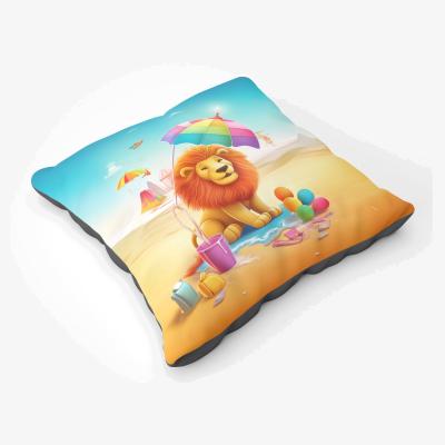 The Range Lion On A Beach Holiday Floor Cushion - Yellow