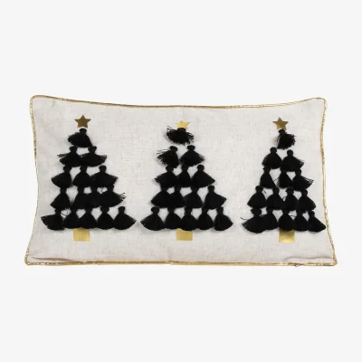 The Range Christmas Trees Tassel Cushion - Natural