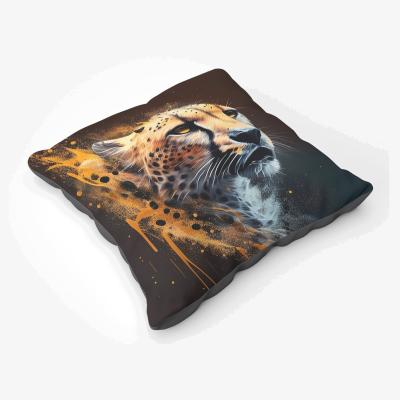 The Range Cheetah Face Splashart Dark Background Floor Cushion - Yellow