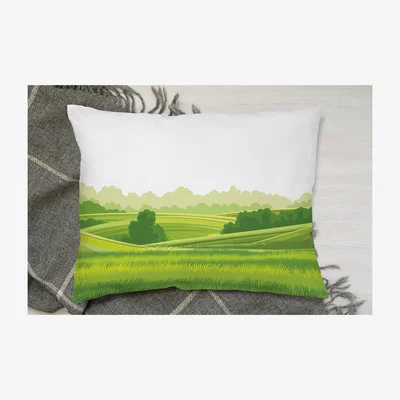 The Range Countryside Landscape Illustration Cushion - Green