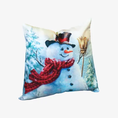 The Range Christmas Themed Cushion Snowman With Brush - White and Red