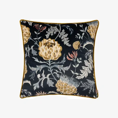 The Range Chatsworth Artichoke Velvet Piped Cushion - Midnight / Polyester