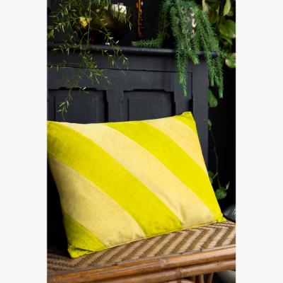 Rockett St George HKliving Yellow & Green Stripe Velvet Cushion
