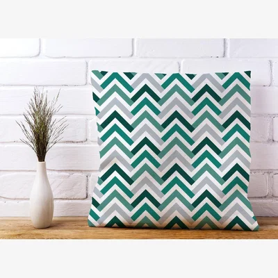 The Range Geometric Retro Vintage Colored Chevron Pattern Cushion - Green / 60cm