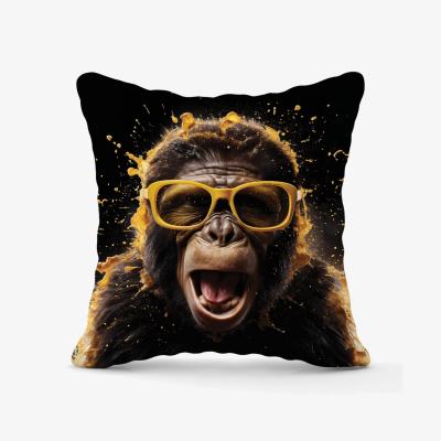 The Range Splashart Monkey Face With Yellow Glasses Outdoor Cushion - Orange / 45cm