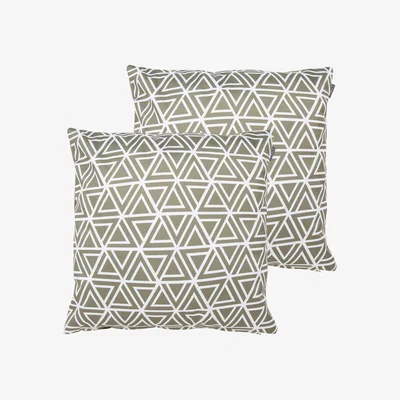 The Range Geometric Print Outdoor Cushion (Set of 2) - Green