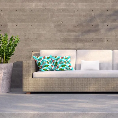 The Range Green leaves and pineapple and watermelon Outdoor Cushion - Blue / 60cm