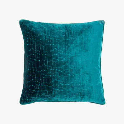 The Range Bloomsbury Cut Velvet Piped Cushion - Teal