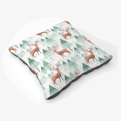 The Range Reindeer On A Snowy Landscape Floor Cushion - Green