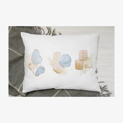 The Range Blush, Blue, White, Beige Watercolor Illustration  Elements Cushion - White
