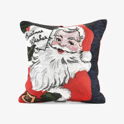 The Range Noel Square Luxury Chenille Xmas Santa Wishes Filled Cushion - Blue