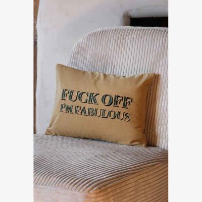 Rockett St George Fuck Off I'm Fabulous Embroidered Caramel Cushion