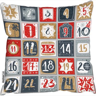The Range December Advent Calendar Stylish Cushion - Red / 60cm