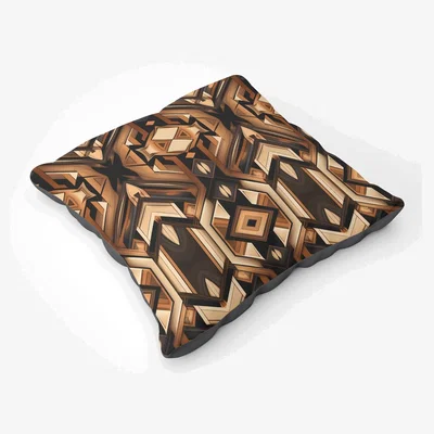 The Range Black And Brown Intricate Pattern Floor Cushion - Brown