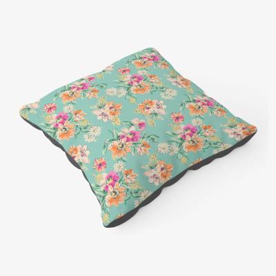 The Range Bright Flower Sketch Floor Cushion - Green