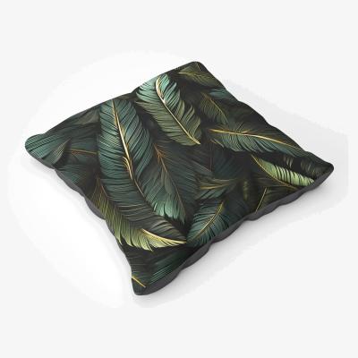 The Range Green and Gold Leaves Floor Cushion - Green
