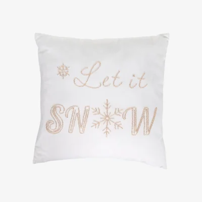 The Range Let It Snow Embellished Cushion - White