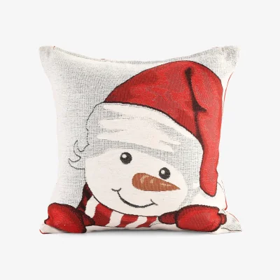 The Range Noel Square Luxury Chenille Xmas Snowman Filled Cushion - White