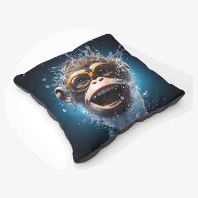 The Range Splashart Cheeky Chimp Face With Glasses Floor Cushion - Blue