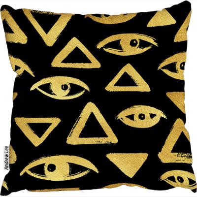 The Range Gold Brush Drawn Eyes And Triangle Cushion - Yellow / 60cm