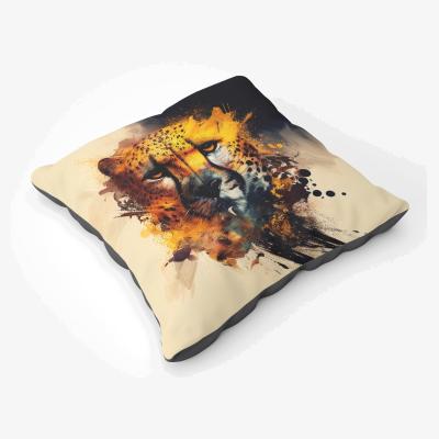 The Range Cheetah Face Splashart Floor Cushion - Yellow