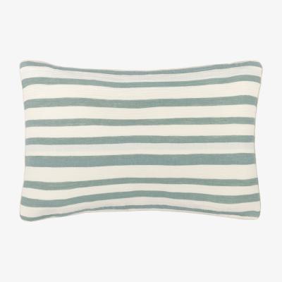 The Range Woven Stripe Cotton Cushion - Eucalyptus / Polyester