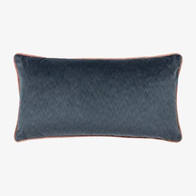 The Range Torto Velvet Piped Trim Cushion - Slate Blue-Blush / Feather