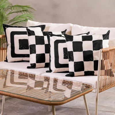 The Range 4PK Cushion x2 Checkerboard Mono, x2 Target Mono