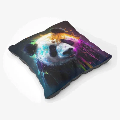 The Range Panda Face Splashart Colourful Floor Cushion - Blue