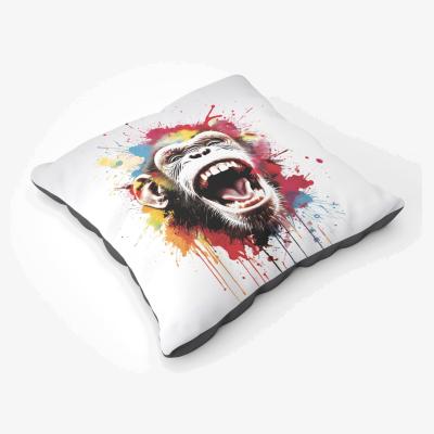 The Range Coloured Splashart Crazy Monkey Face Floor Cushion - Red