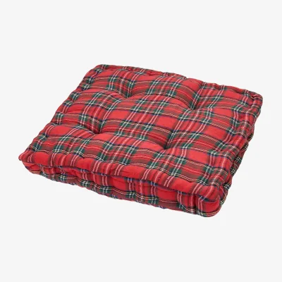 The Range 40 x 40cm Checkered Chair Cushion with PP Cotton Filling - Red