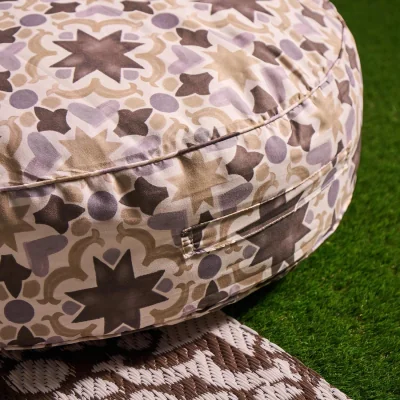The Range Indoor/Outdoor Round Bows Print Filled Cushion - Natural / 61cm