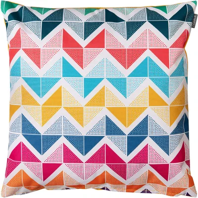 The Range Chevron Geometric Print Outdoor Cushion - Multicolour/Ochre Yellow